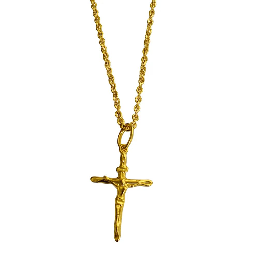 Collana funetta uomo con croce piatta in oro giallo 18kt