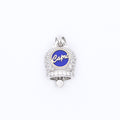 Glücksglöckchen-Anhänger mit Zirkonia und blau emaillierter Plakette Anhänger aus 925er Silber und Zirkonia