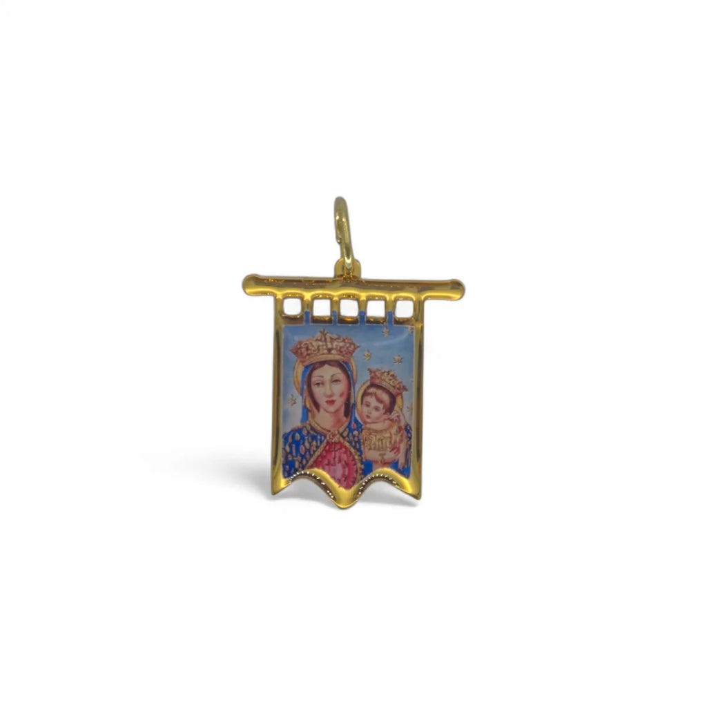 Ciondolo Stendardo Madonna con Gesù in Argento 925 Silver o Dorato