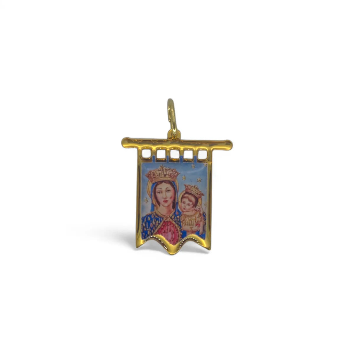 Ciondolo Stendardo Madonna con Gesù in Argento 925 Silver o Dorato