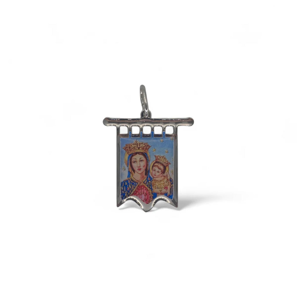 Ciondolo Stendardo Madonna con Gesù in Argento 925 Silver o Dorato