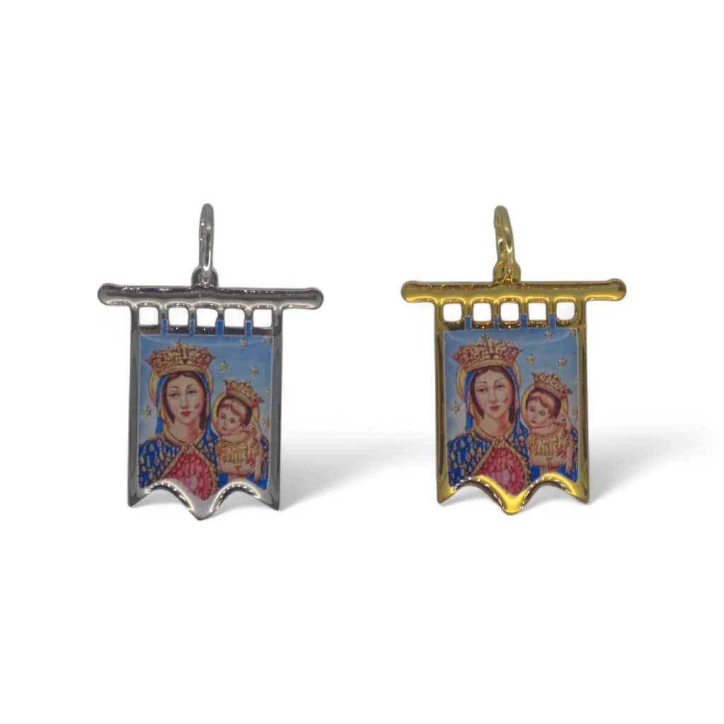Ciondolo Stendardo Madonna con Gesù in Argento 925 Silver o Dorato