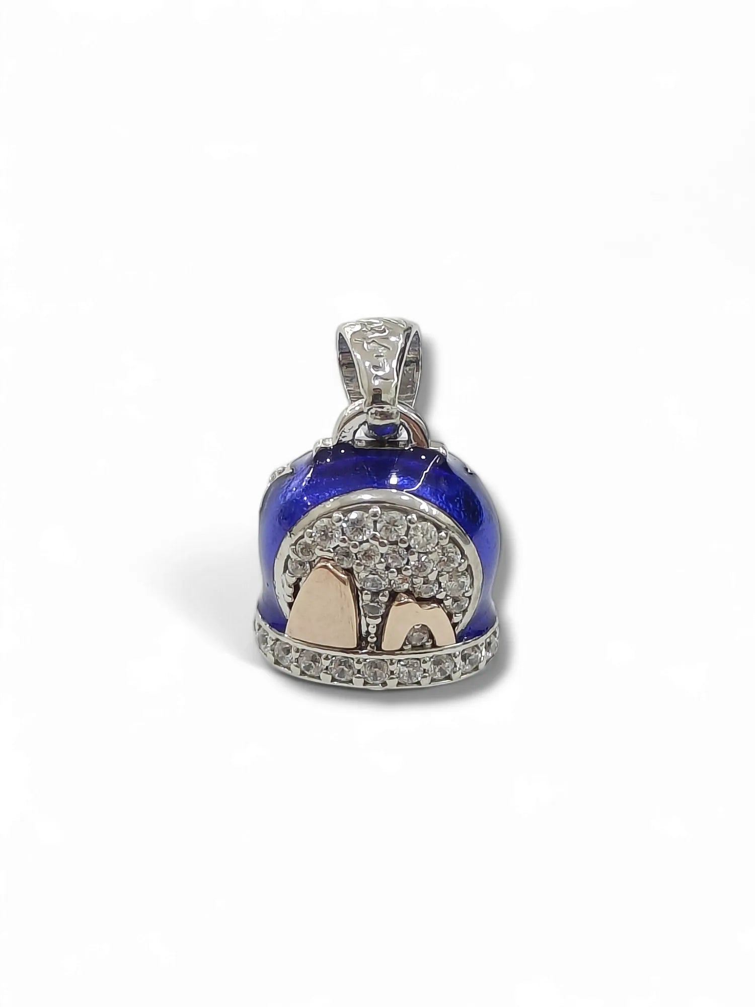 Ciondolo campana della fortuna Capri blu con isola argento