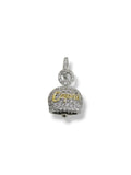 Ciondolo campanella stile Capri in argento con scritta e zirconi bianchi