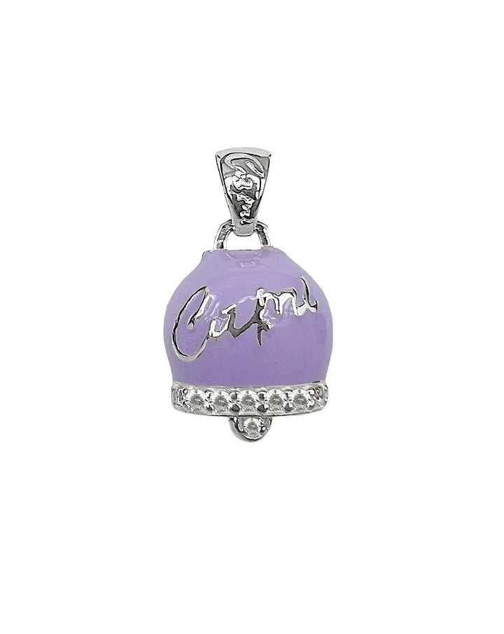 Ciondolo campanella Capri in argento smaltata viola con zirconi