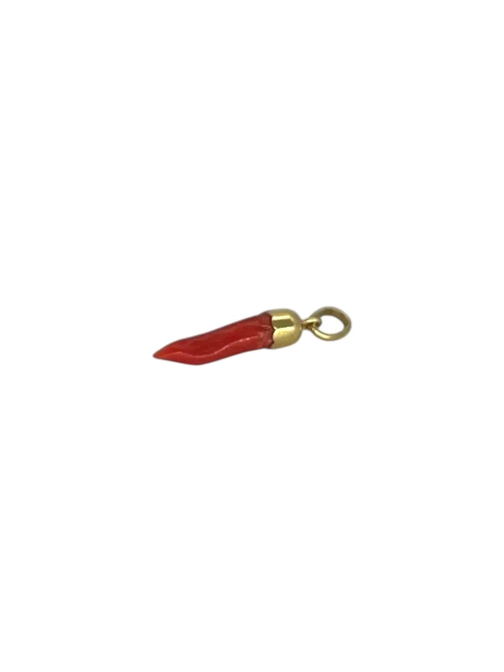 Ciondolo cornetto portafortuna in oro 18kt  smaltato rosso
