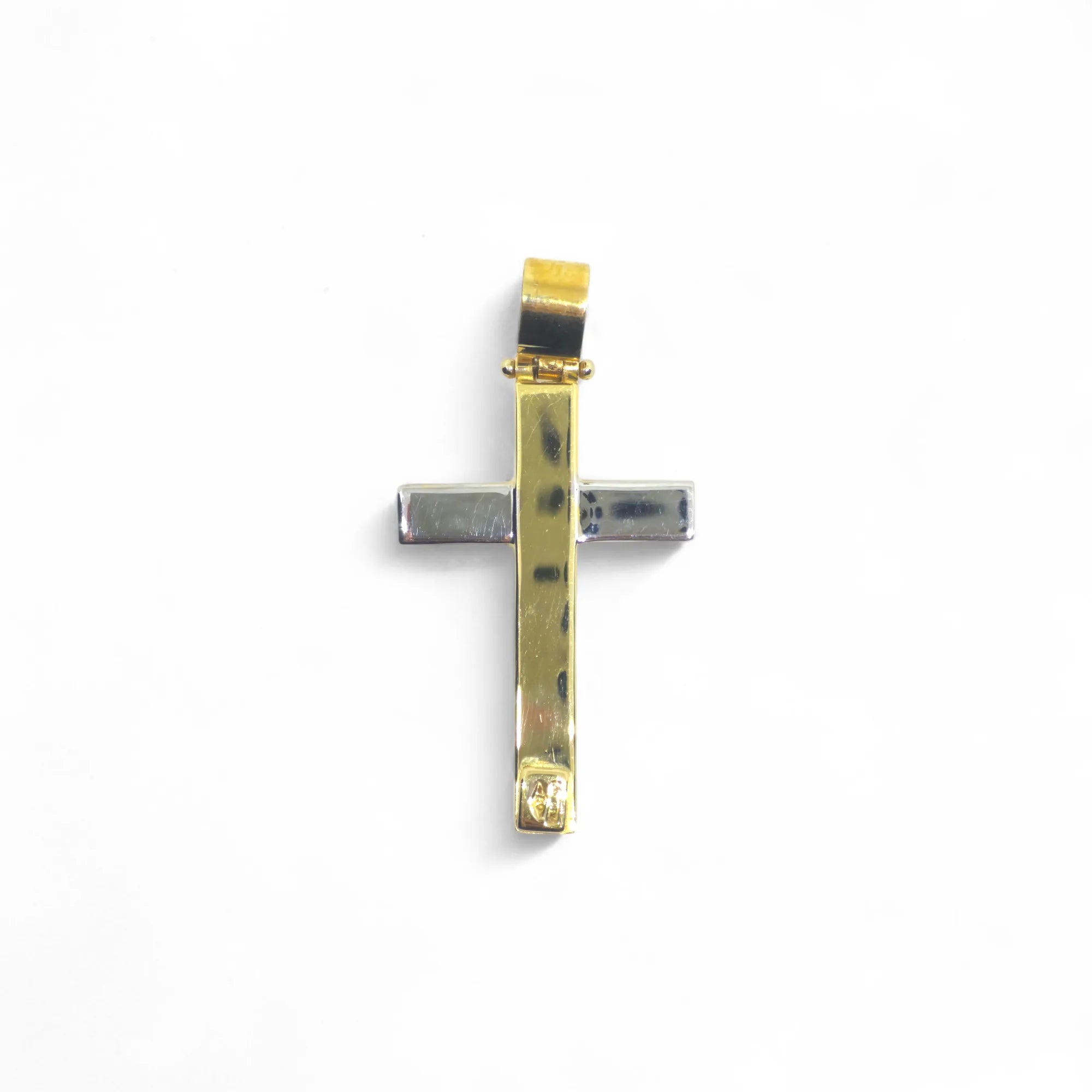 Ciondolo croce classica in oro 18 kt bicolore