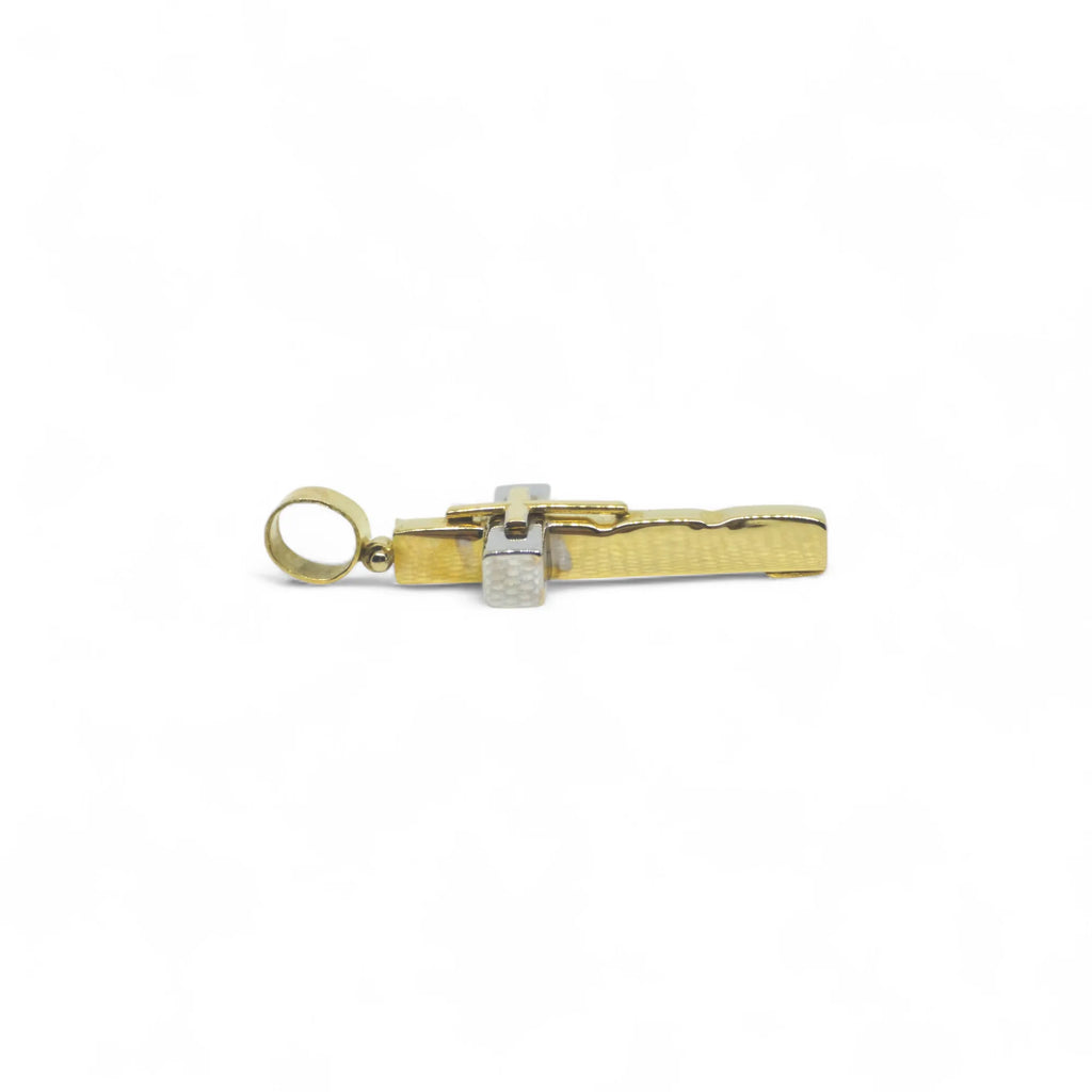 Ciondolo croce classica in oro 18 kt bicolore