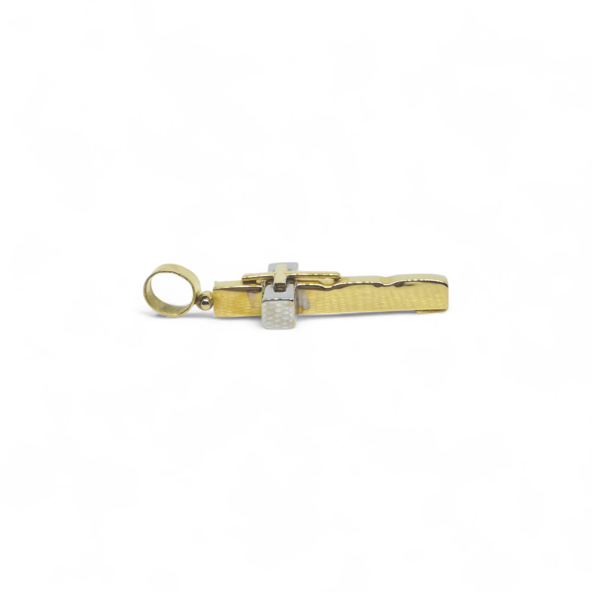 Ciondolo croce classica in oro 18 kt bicolore