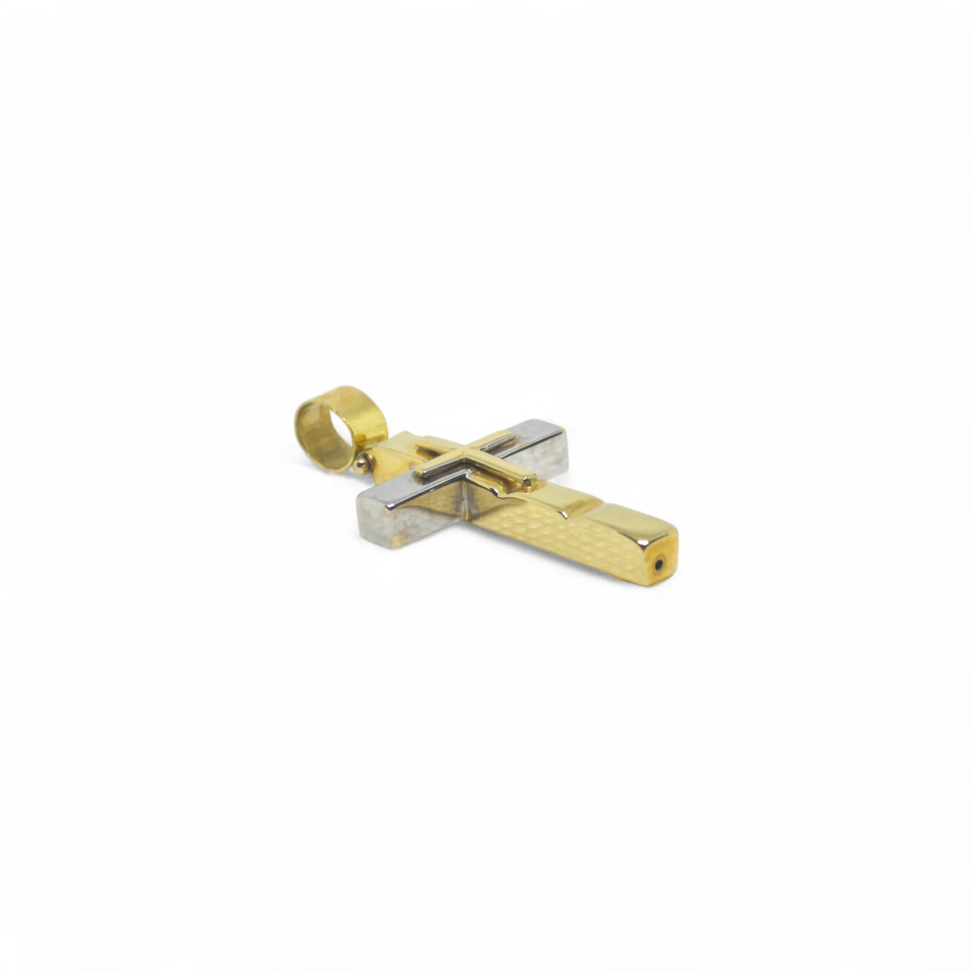 Ciondolo croce classica in oro 18 kt bicolore