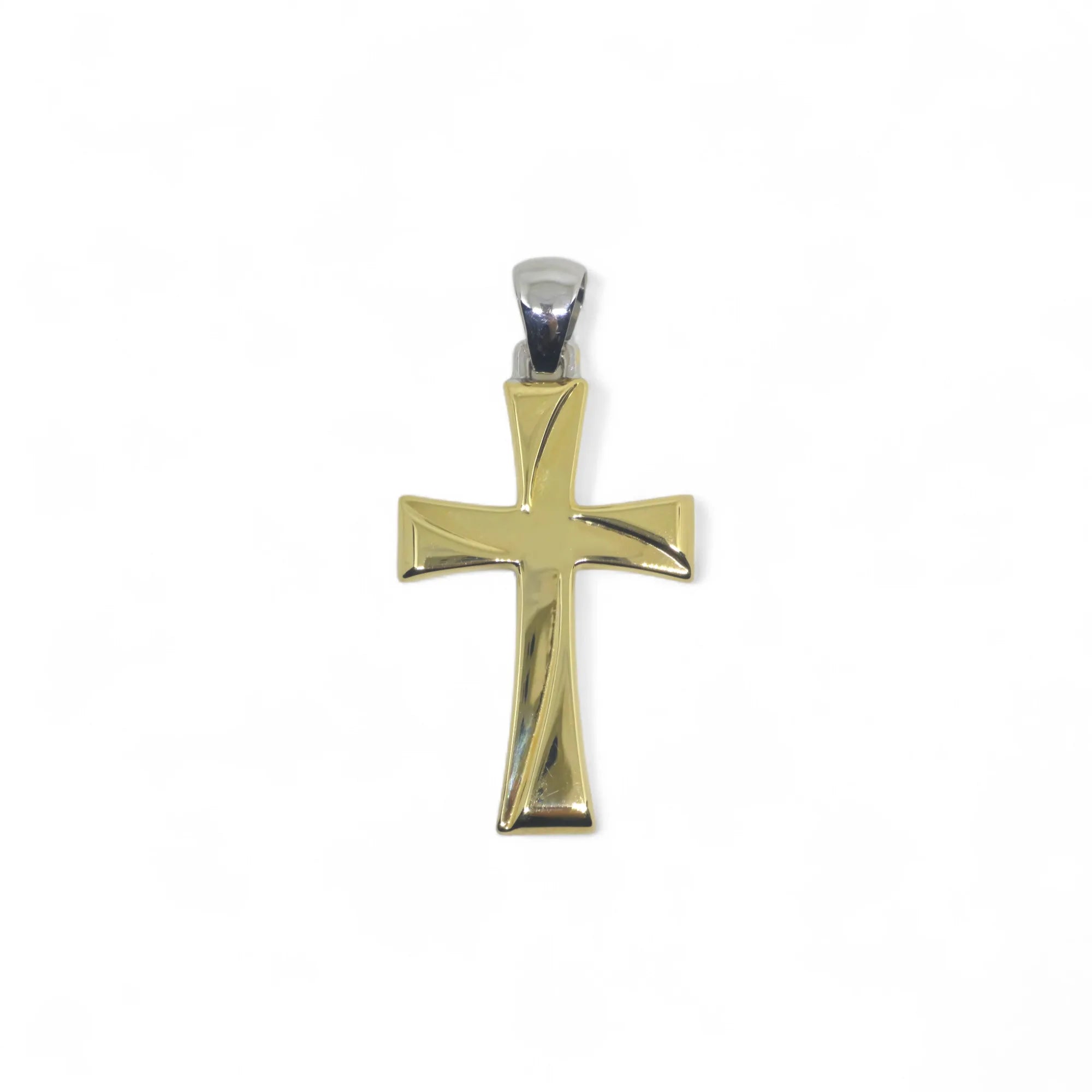 Ciondolo croce classica in oro 18 kt bicolore con cristo