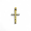 Ciondolo croce classica in oro 18 kt bicolore