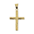 Ciondolo croce con cristo a rilievo lavorata in oro giallo 18 kt