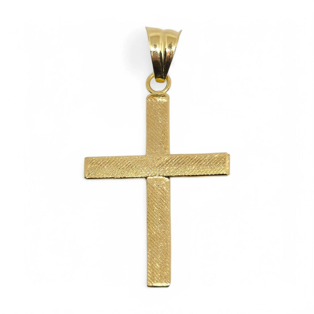 Ciondolo croce con cristo a rilievo lavorata in oro giallo 18 kt