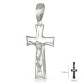 Ciondolo croce con cristo in oro bianco 18kt