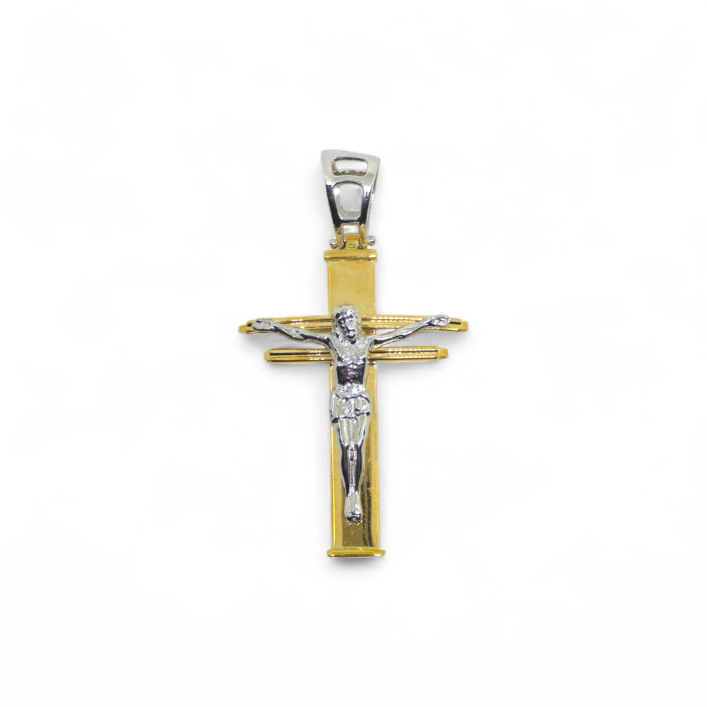 Ciondolo croce in oro 18 carati con cristo