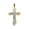 Ciondolo croce in oro giallo 18kt bicolore stile moderno