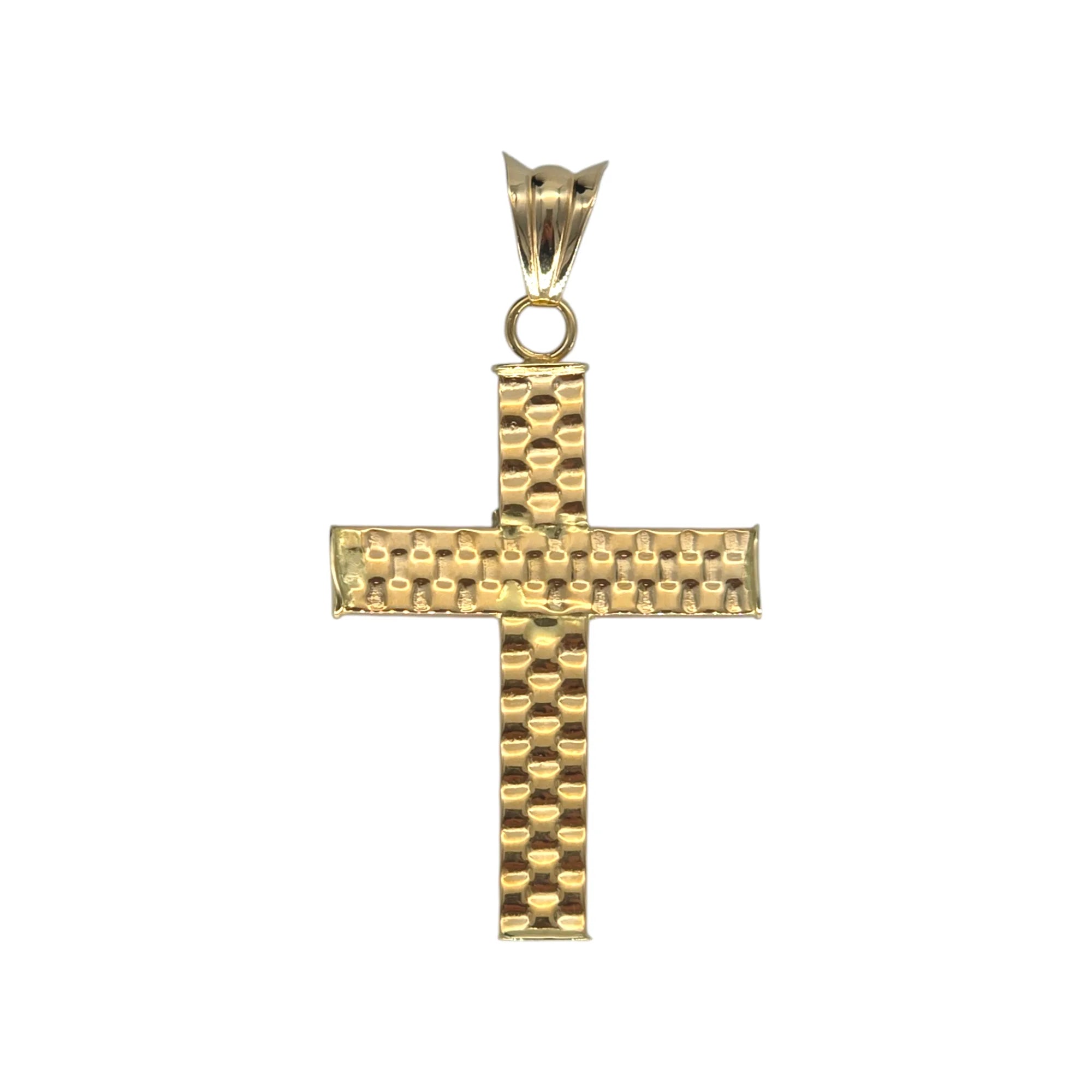 Ciondolo croce in oro giallo 18kt lavorata