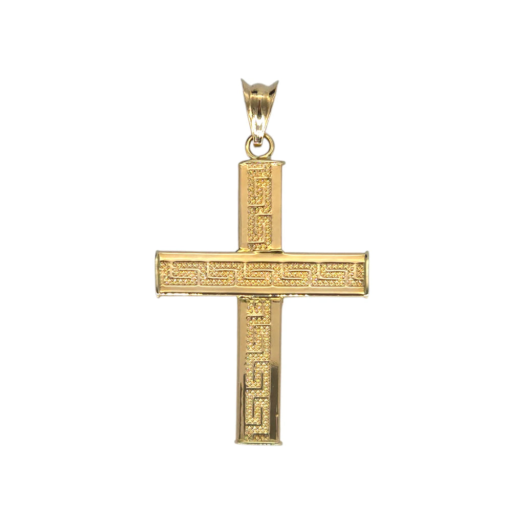 Ciondolo croce in oro giallo 18kt stile greca