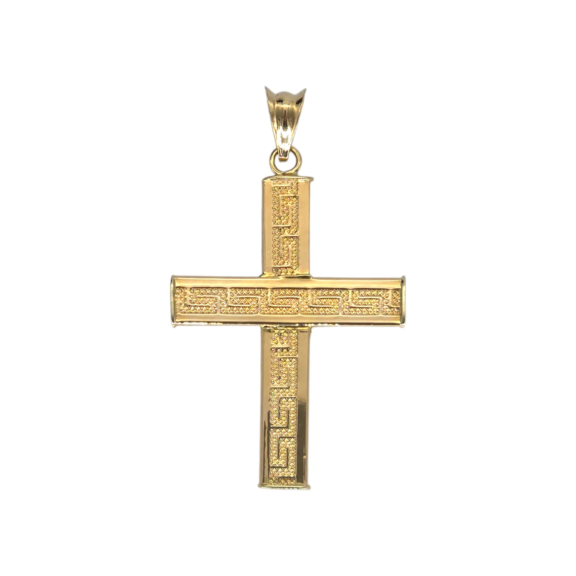 Ciondolo croce in oro giallo 18kt stile greca