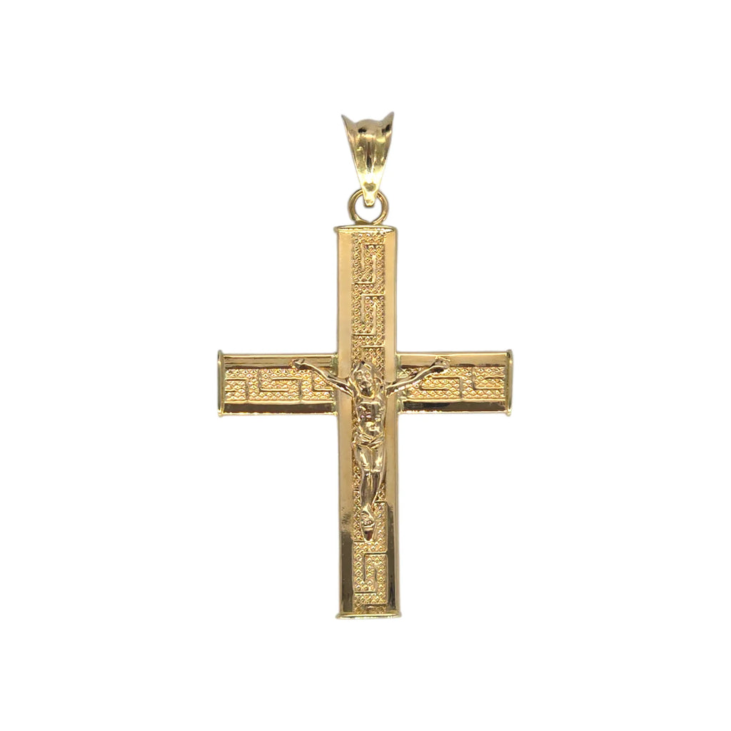 Ciondolo croce in oro giallo 18kt stile greca