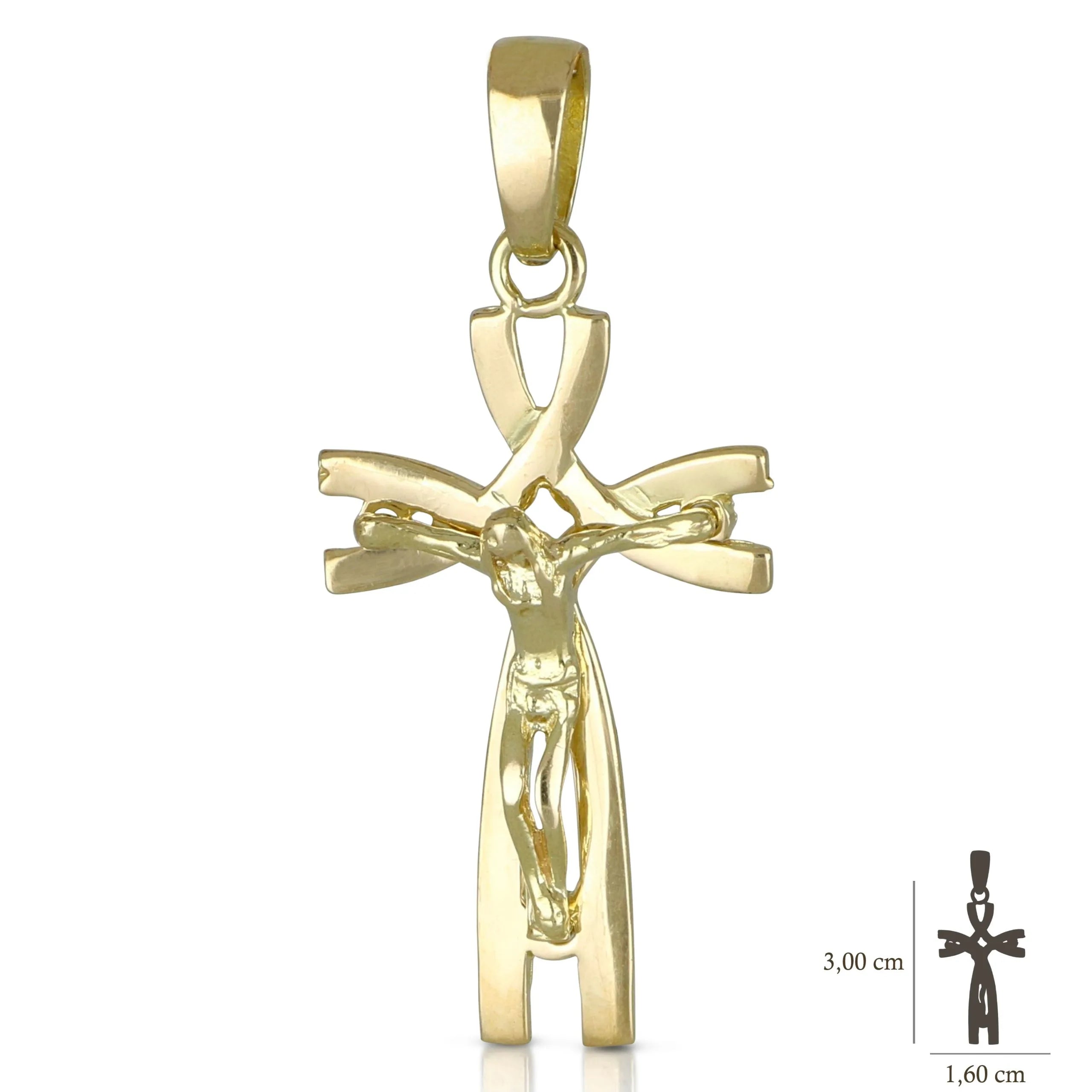 Anhänger massives Kreuz in 18 Karat Gelbgold mit Korpus
