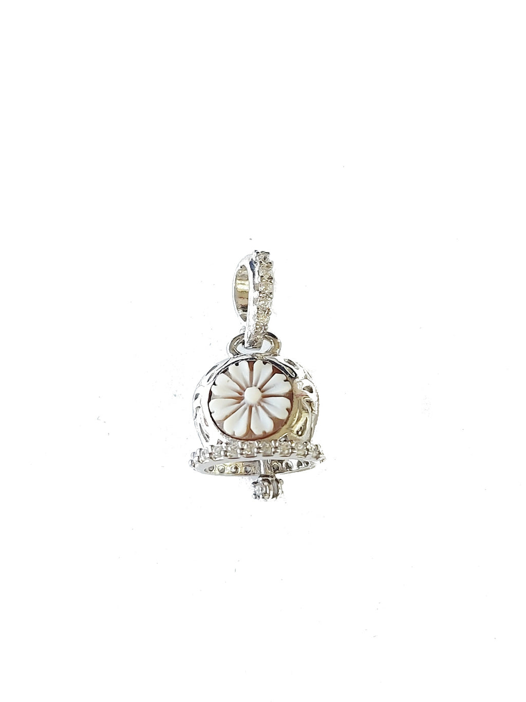 Ciondolo donna campanella capri con cameo fiori in argento 925
