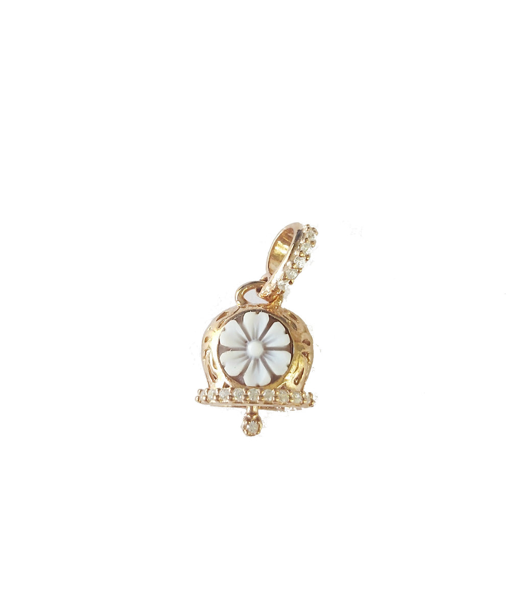 Damenanhänger Capri-Glocke mit Blumen-Cameo in 925 Roségold-Silber
