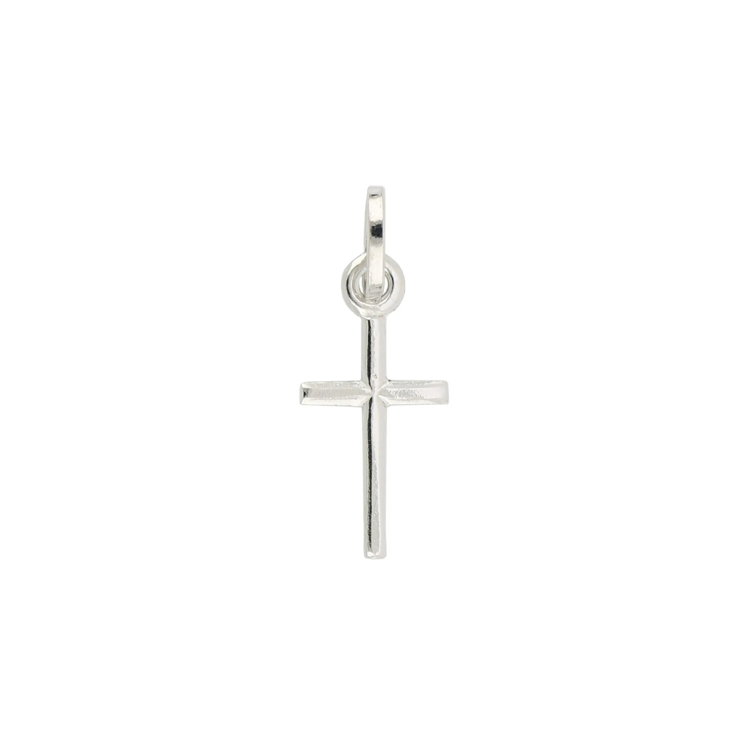 Ciondolo in oro 18 kt bianco Croce piena lucida