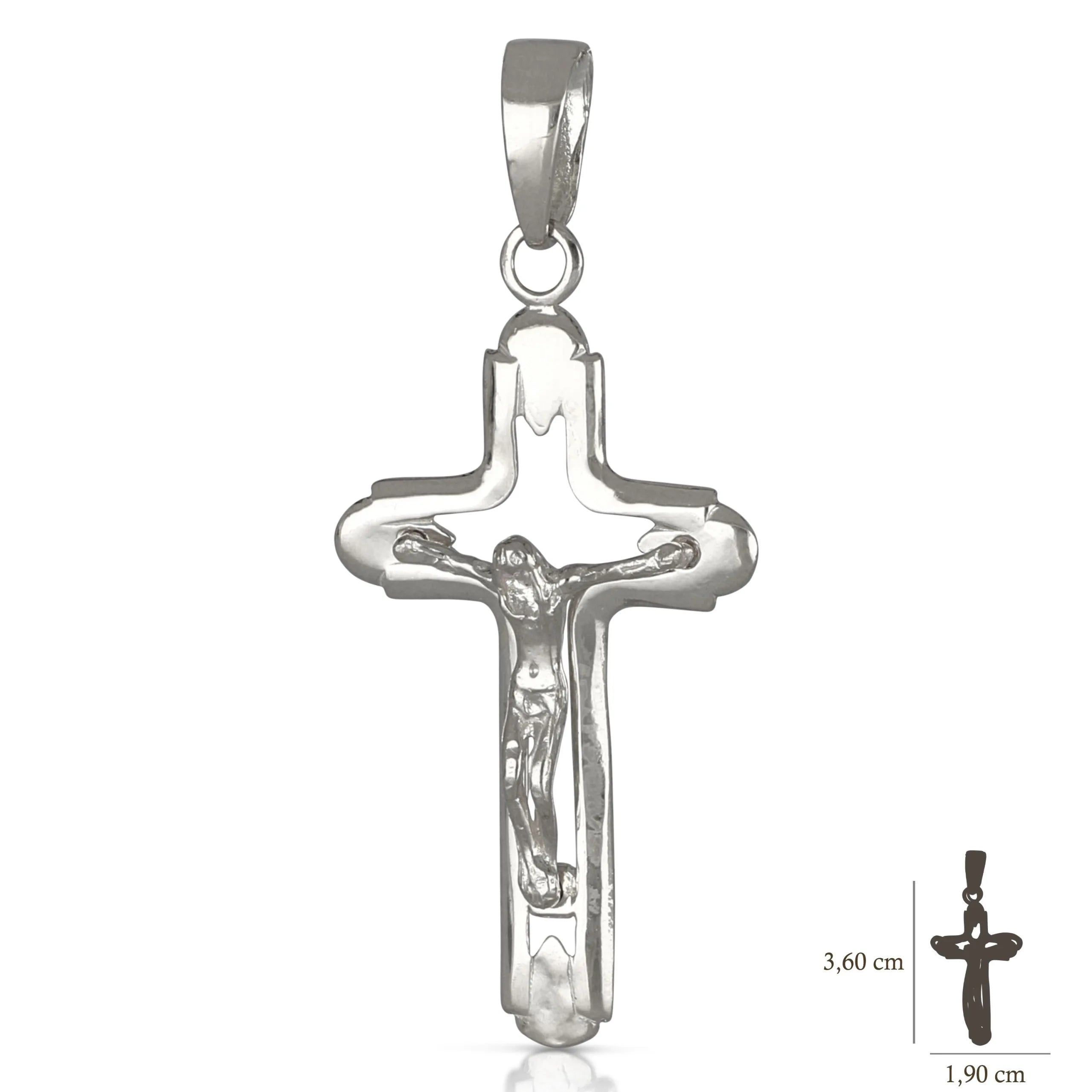 Ciondolo in oro bianco Croce piena con Cristo