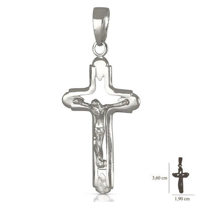 Ciondolo in oro bianco Croce piena con Cristo