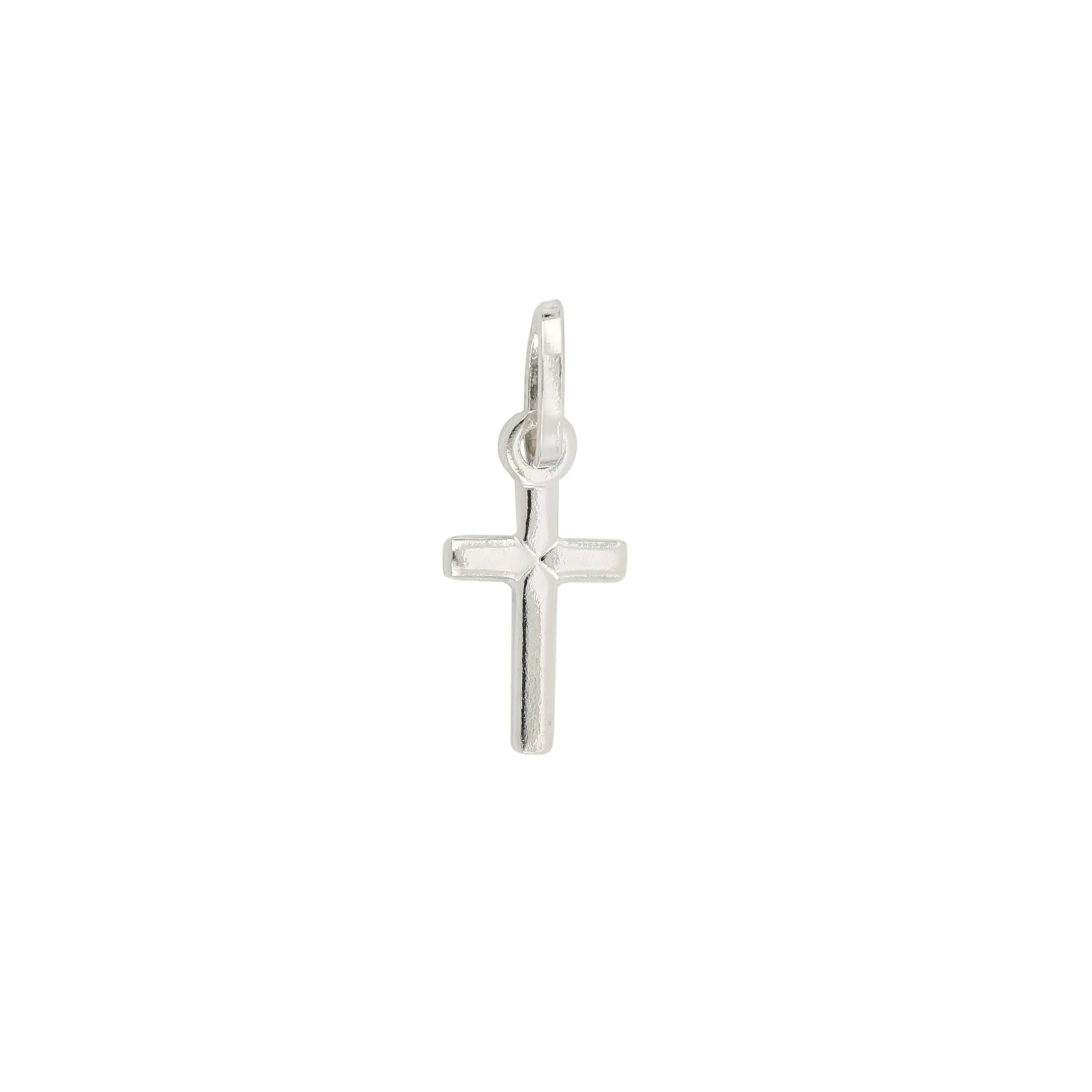 Ciondolo oro bianco 18 kt Croce piena lucida