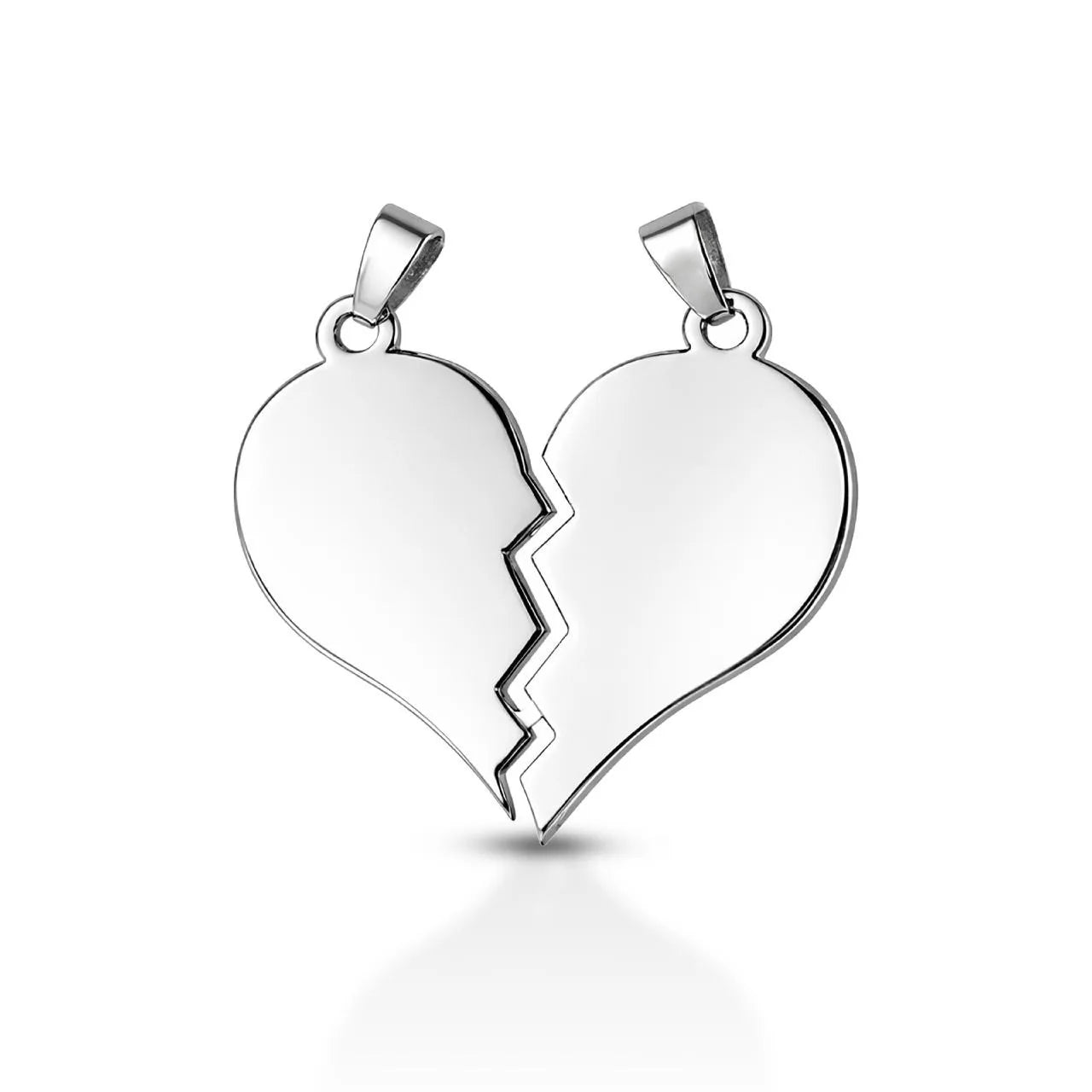 Ciondolo pendente cuore spezzato in oro bianco 375 grande
