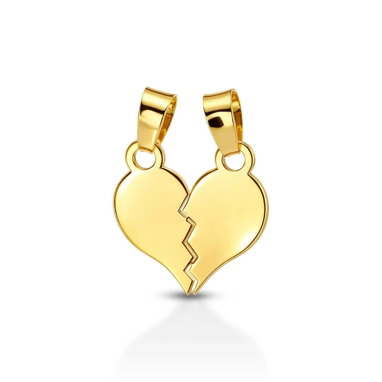 Ciondolo pendente cuore spezzato in oro giallo 9kt leggero