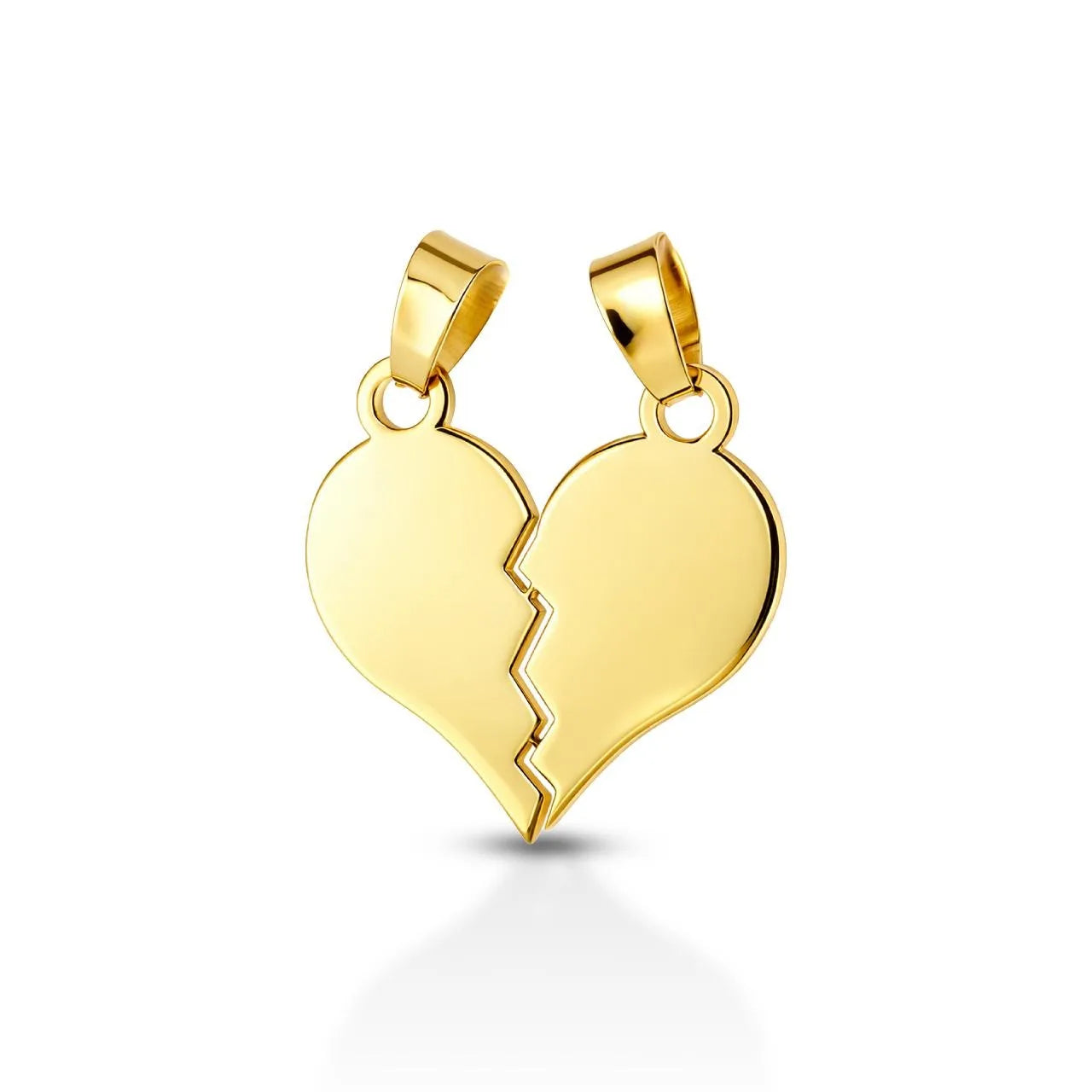 Ciondolo pendente cuore spezzato in oro giallo 9kt medio