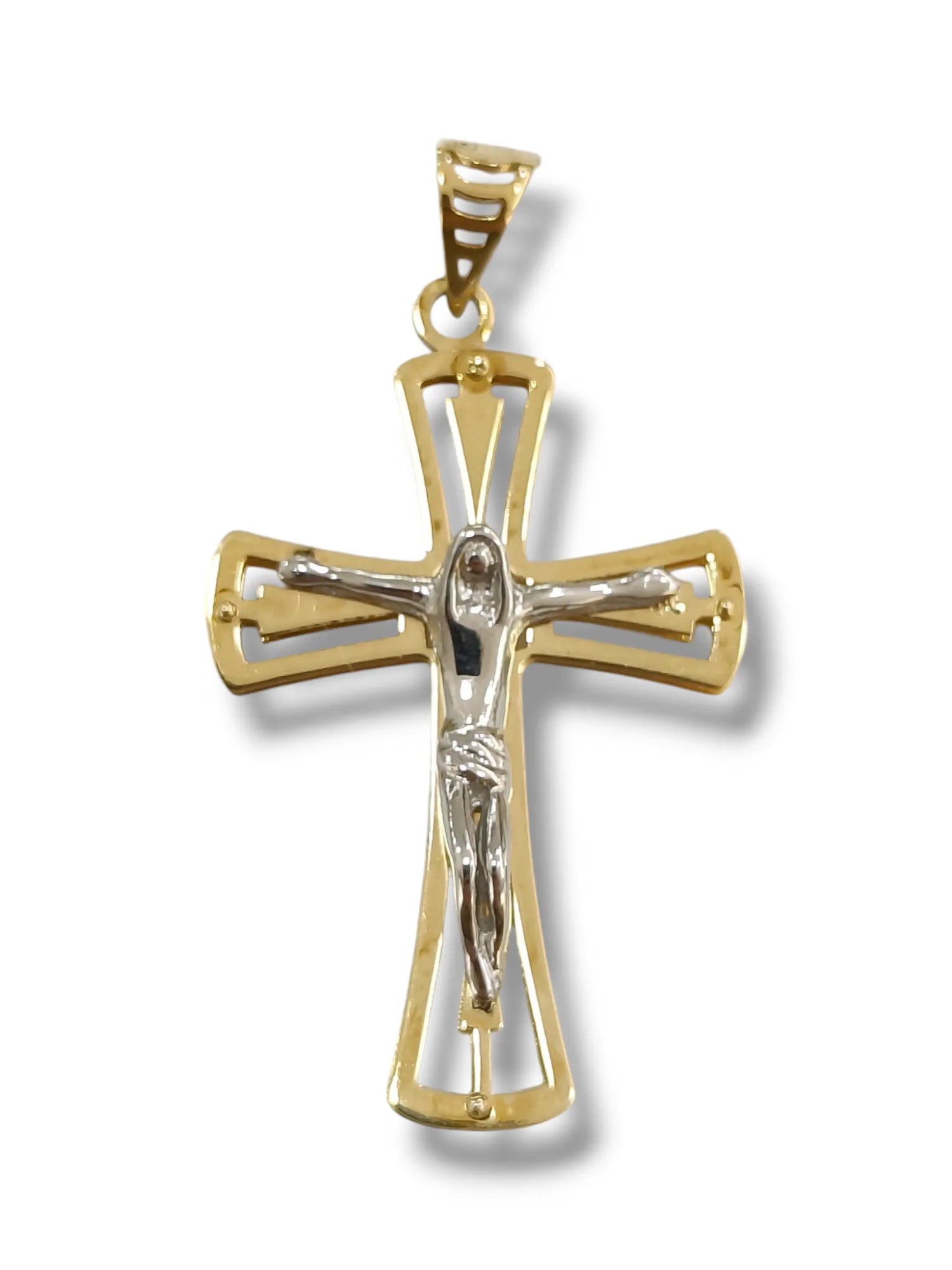 Ciondolo uomo croce in oro giallo 375 con cristo bianco Igold
