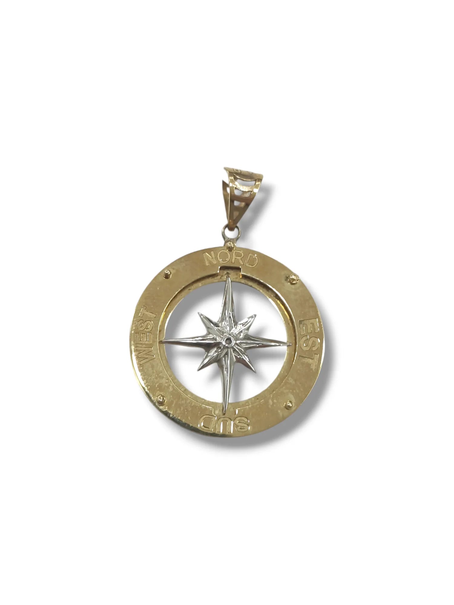 Ciondolo uomo rosa dei venti bicolore in oro 9kt Igold