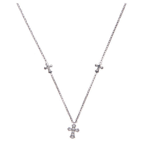 Collana Amen argento 925 rodiato con croci