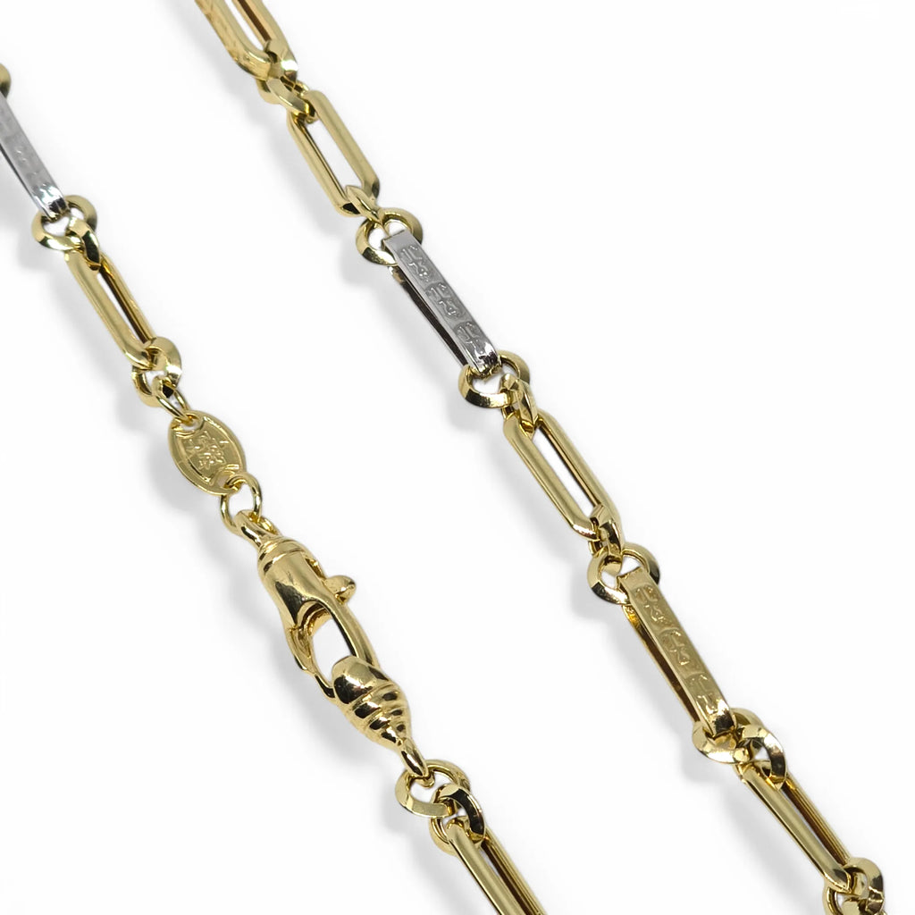 Collana Bicolore in Oro Giallo e Bianco 18 Carati - Design Elegante e Versatile