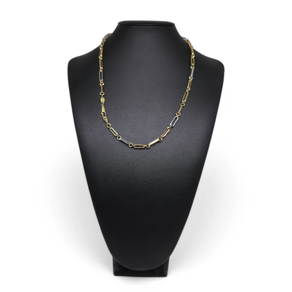 Collana Bicolore in Oro Giallo e Bianco 18 Carati - Design Elegante e Versatile