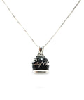 Collana Capri pendente campanella smaltata nero 2cm argento puro 925 campana