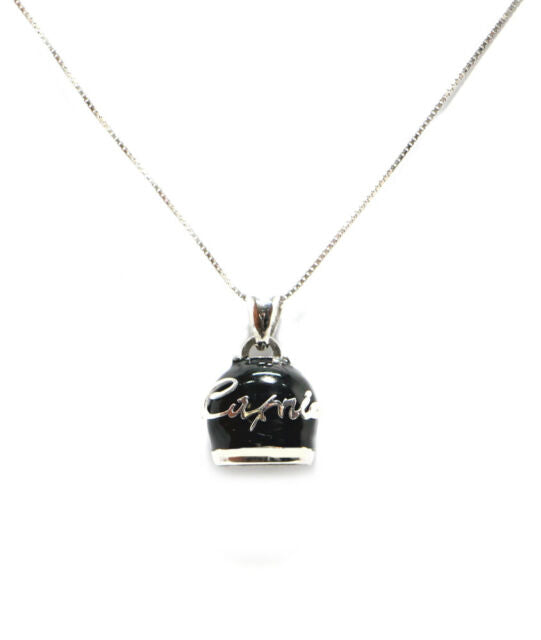 Collana Capri pendente campanella smaltata nero 2cm argento puro 925 campana
