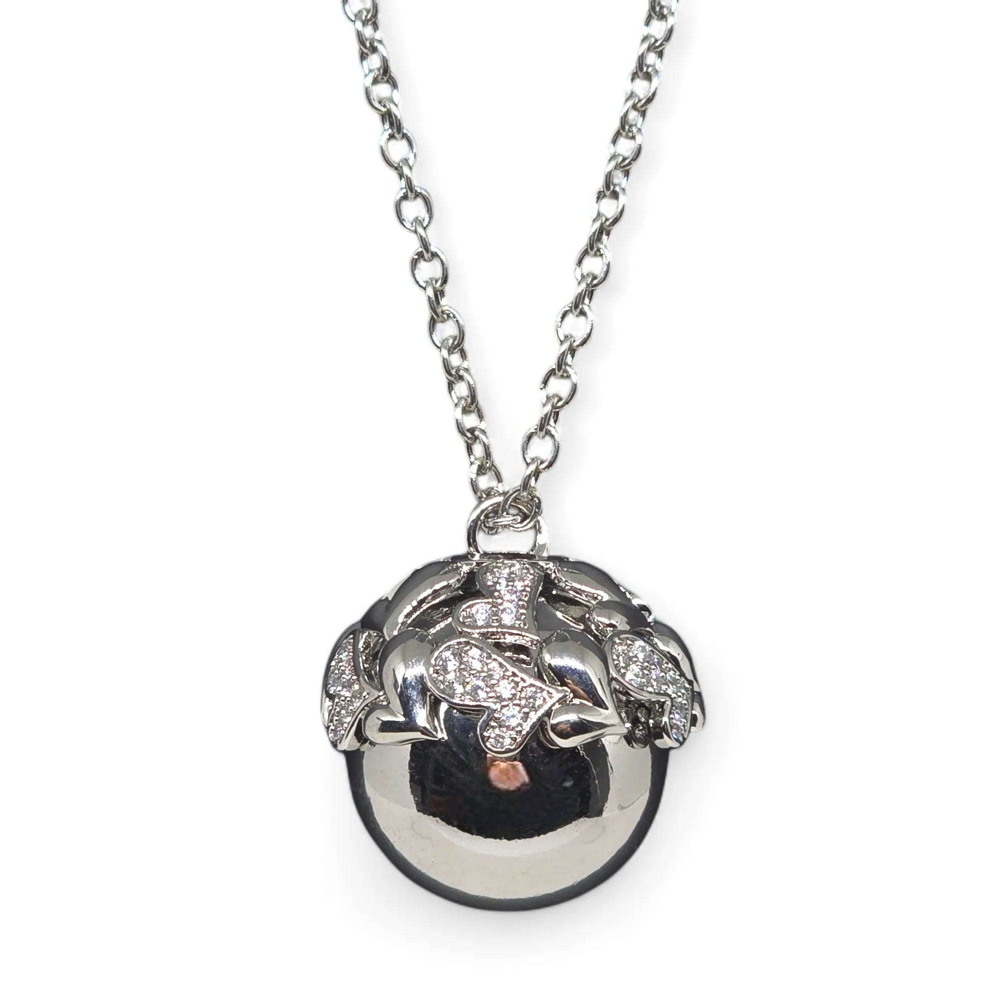 Collana Chiama Angeli in Acciaio Inox con Cuori Zirconati