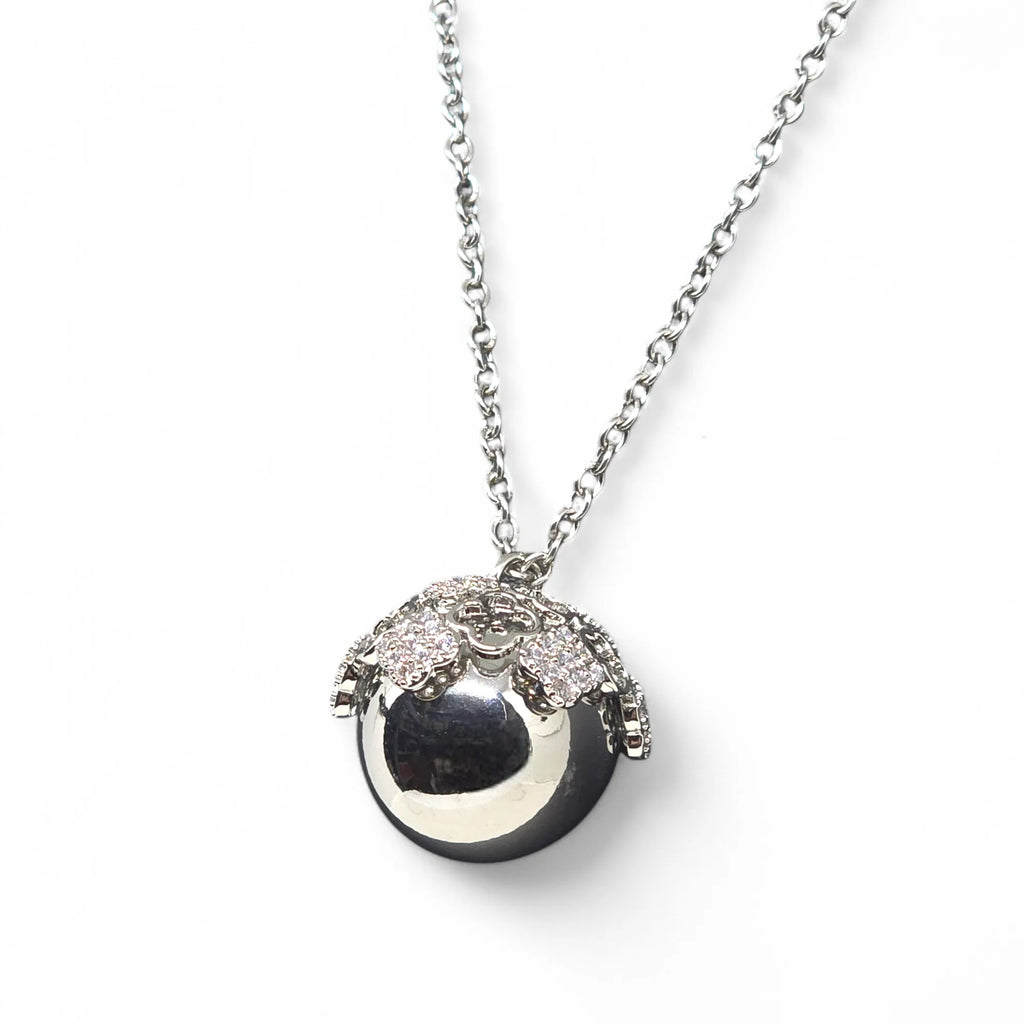 Collana Chiama Angeli in Acciaio Inox con Quadrifogli Zirconati