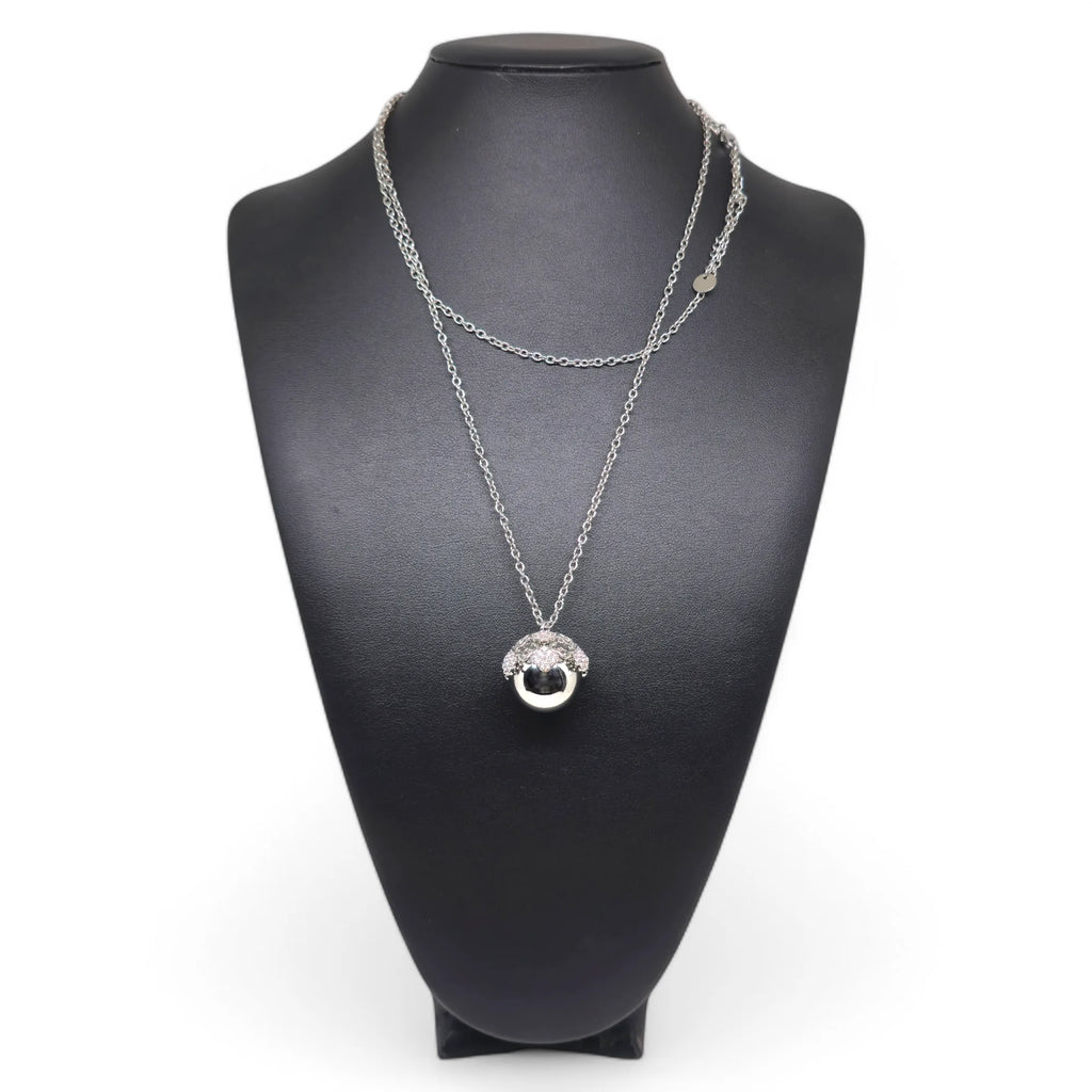 Collana Chiama Angeli in Acciaio Inox con Quadrifogli Zirconati