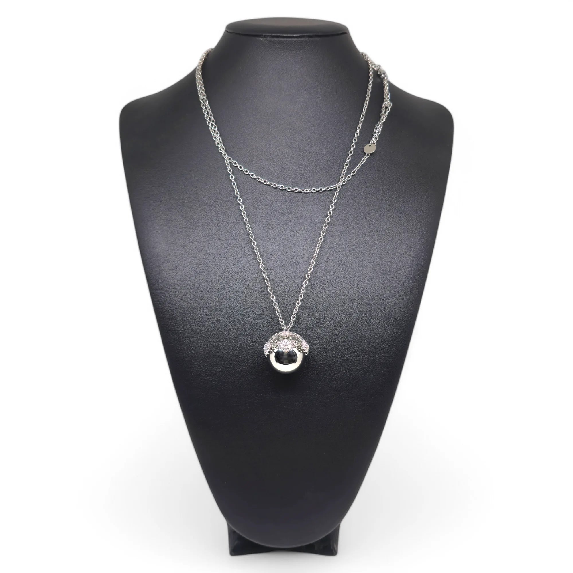 Collana Chiama Angeli in Acciaio Inox con Quadrifogli Zirconati