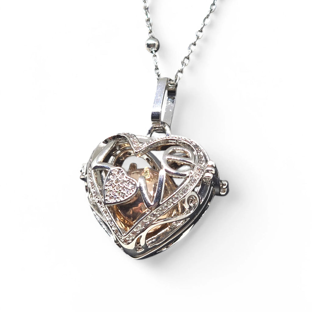 Collana Chiama Angeli in Acciaio Inox con Scritta LOVE Amore e Protezione