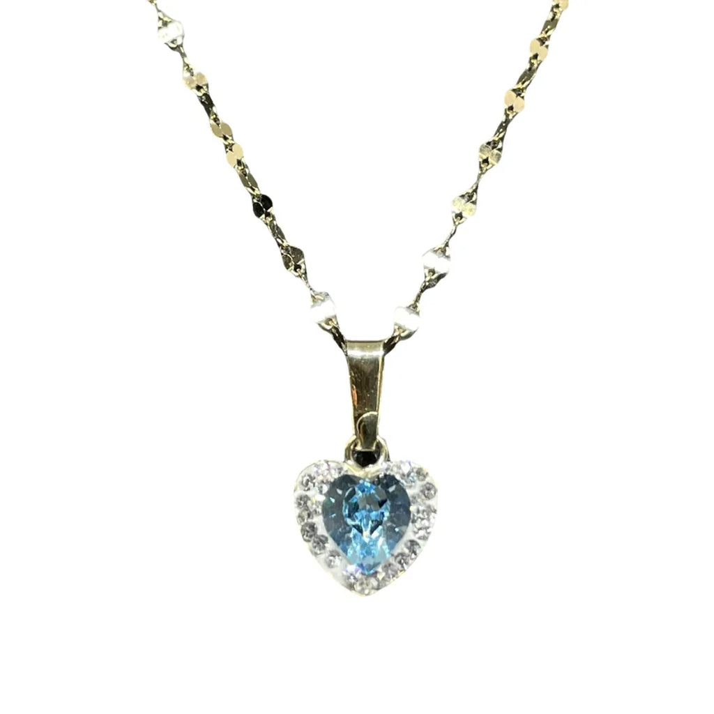 Collana Cuore in Oro 18Kt con Zirconi Blu e Bianchi Eleganza senza Tempo