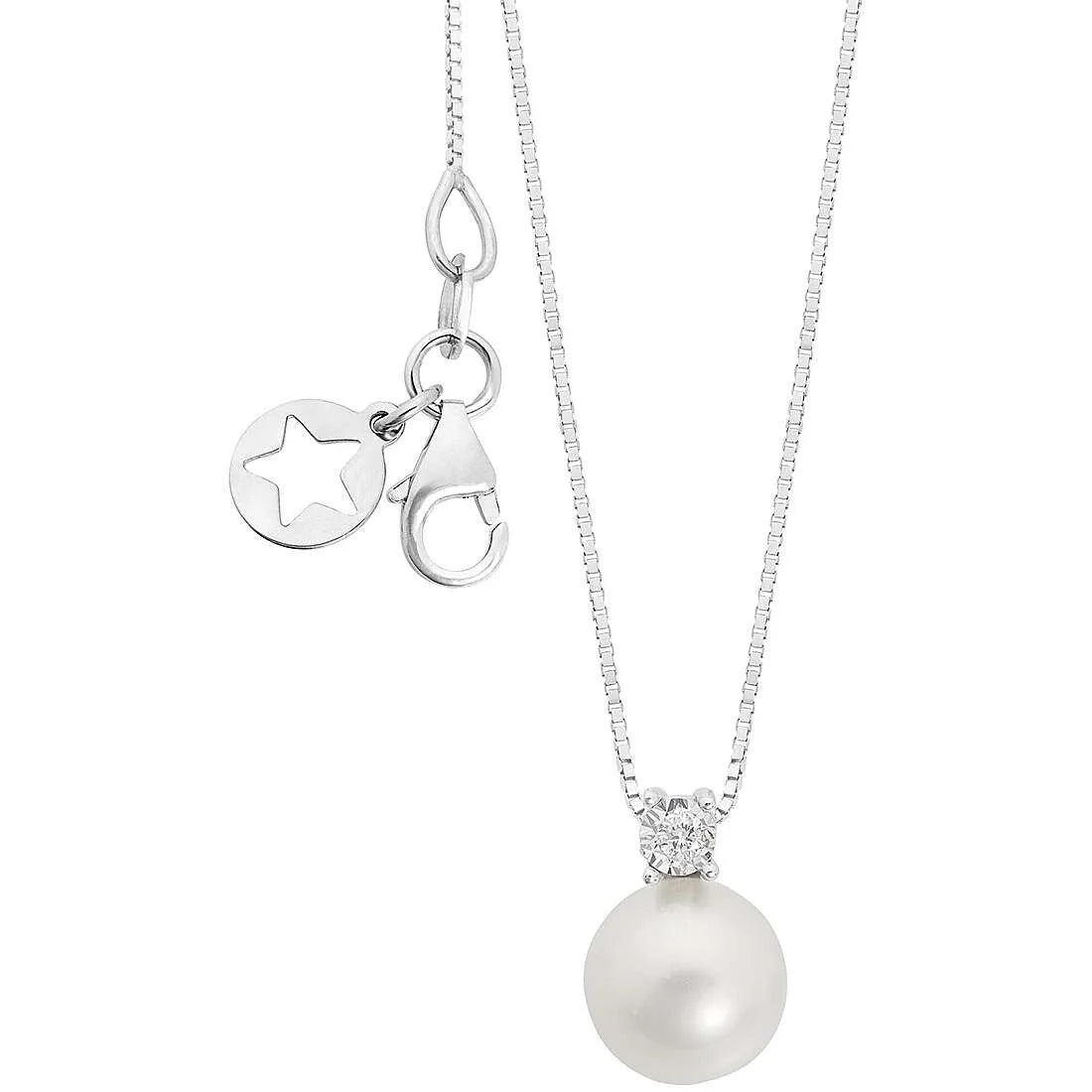 Collana Diamante gioiello Comete con perla pendente