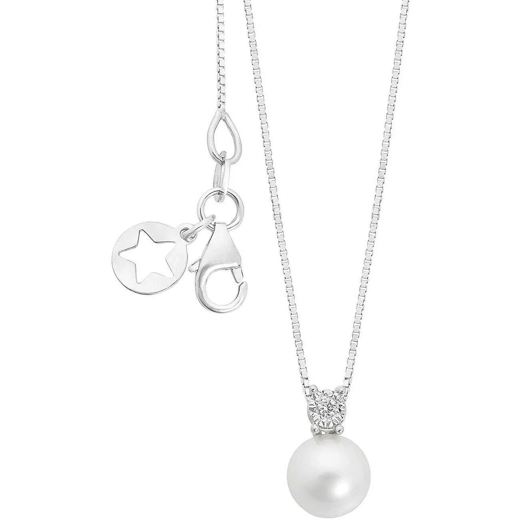 Collana Diamante gioiello Comete con perla pendente